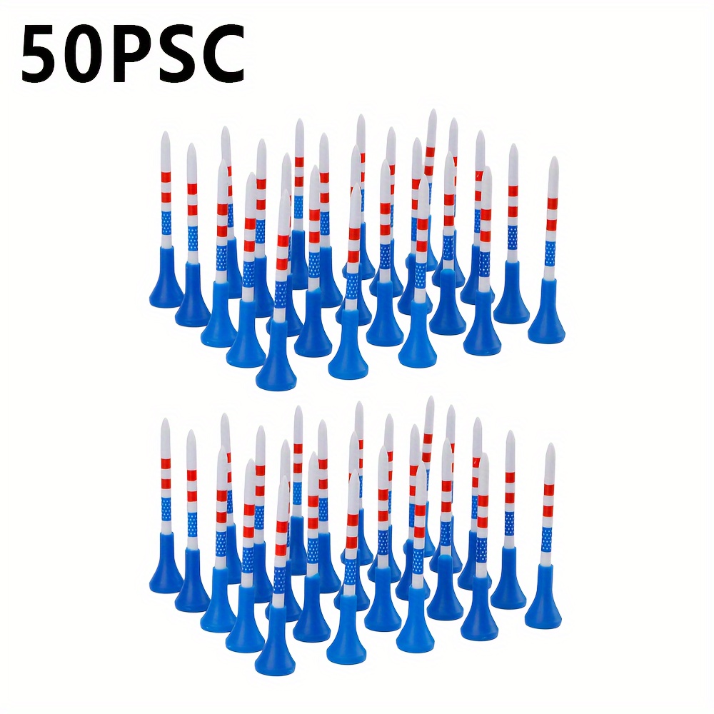 

50pcs Wosofe Premium Rubber Golf Tees, Patriotic American , Low Friction & Resistance - Swing & Distance, 3.26in Tall, Pack For