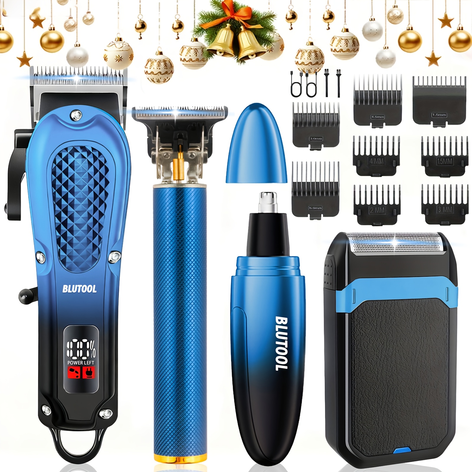 Blue-4pcs Hair Clipper Set
