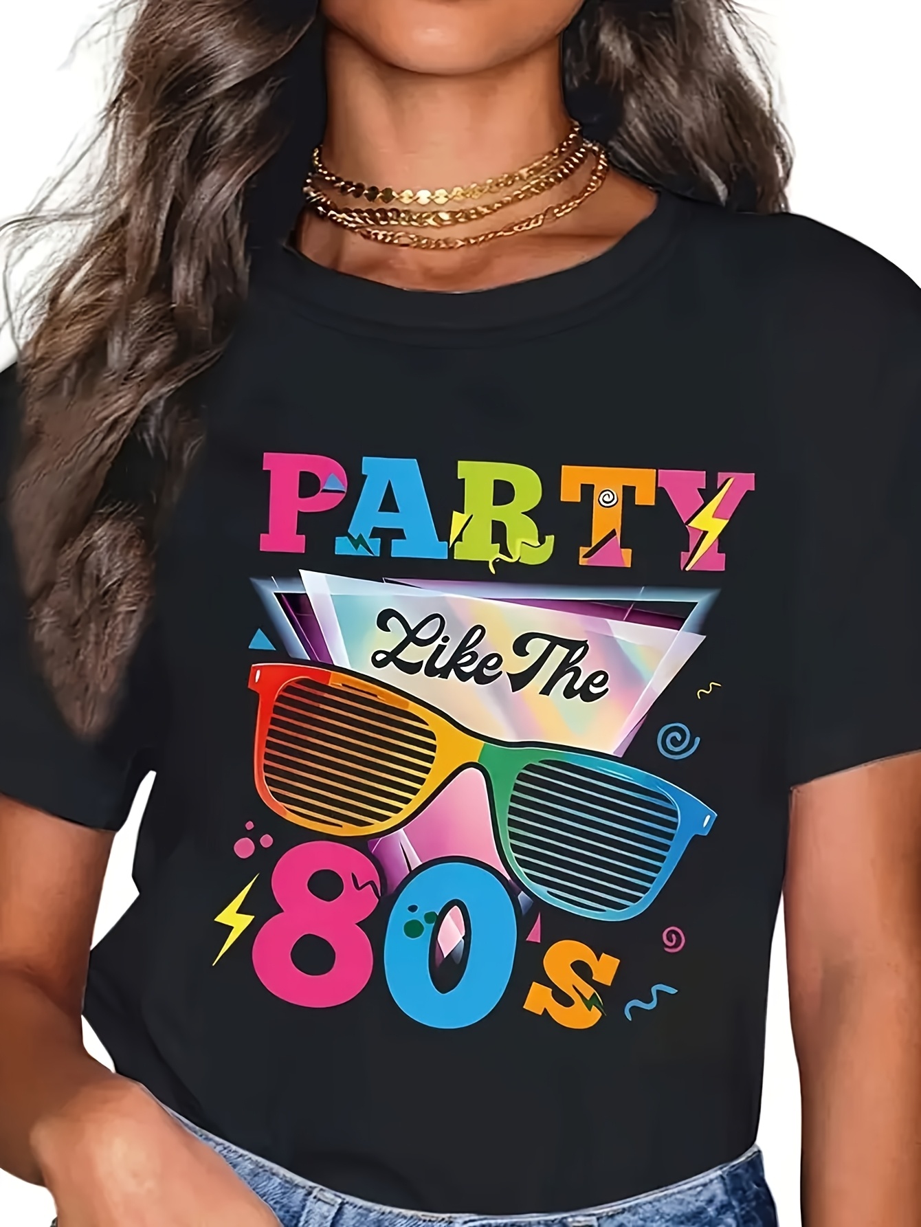 kvinnenes 80 talls retro grafisk t skjorte fest som om det - Temu Norway, image size:800x1066