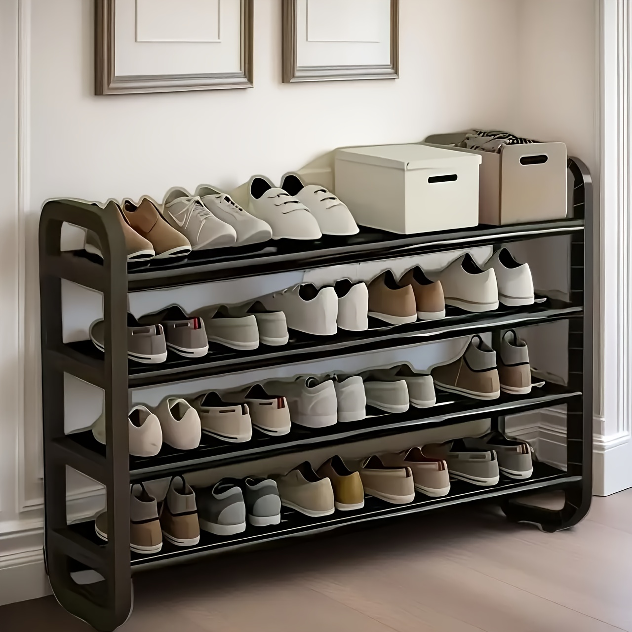 TEMU Space-saving Luxury Multi-tier High-quality Shoe Rack, Capacity For Up To 30 Pairs Of Shoes, Durable , Wood-free Iron Craft, Suitable For