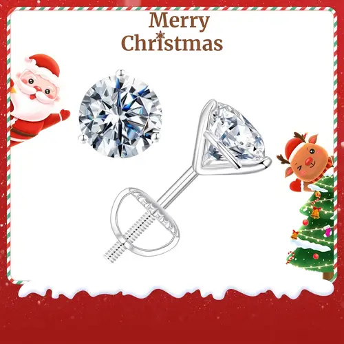 2 0 8 moissanite earrings ladies gift s925 silver inlaid laboratory synthetic moissanite classic 3 claw screw earrings jewelry