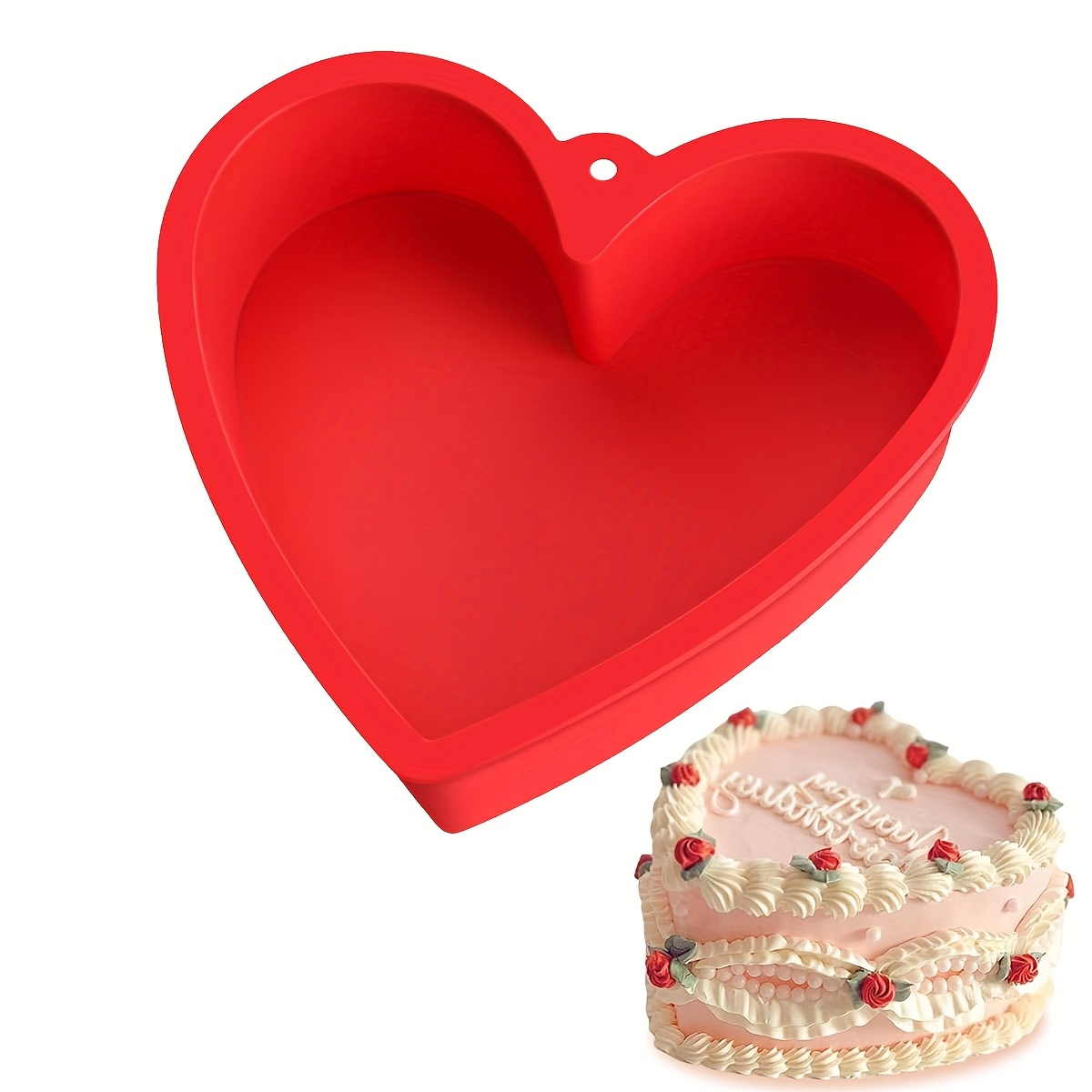 

Silicone Heart-shaped Cake Pans 8 Inch & 10 Inch, Nonstick Reusable Baking Tins For Brownies, Valentine's Day, Heart Cake Mold, Cake Pan Set