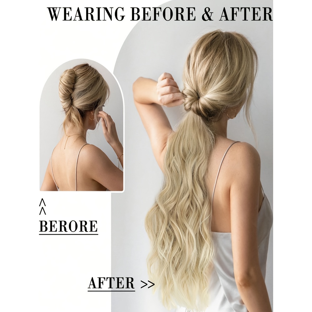 20 inch curly wavy ponytail extension in   made from high strength synthetic fibers for women details 7