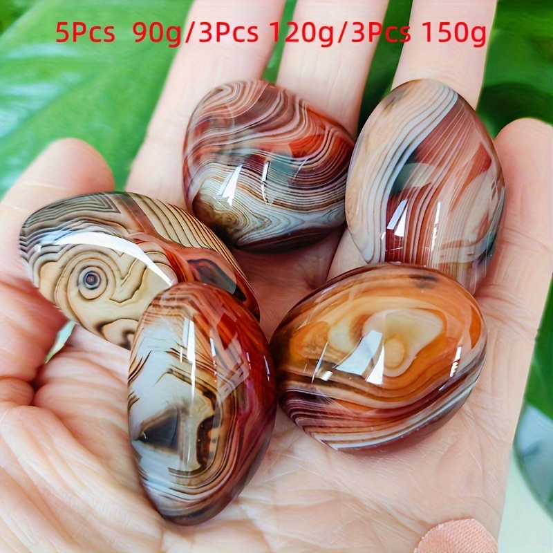 

5pcs Natural Silk Agate Polishing Pieces, Decoration, Fish Ornamental Stone, Home Decoration, Gift To , Send 5