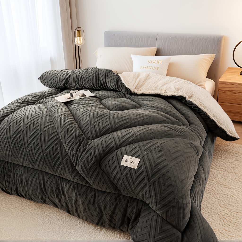 ! Queen King Comforter Set, Anti-static Crystal Fleece Heating Blanket, Winter Warm Bedding For Home Dorm, Full/cal King/twin Size