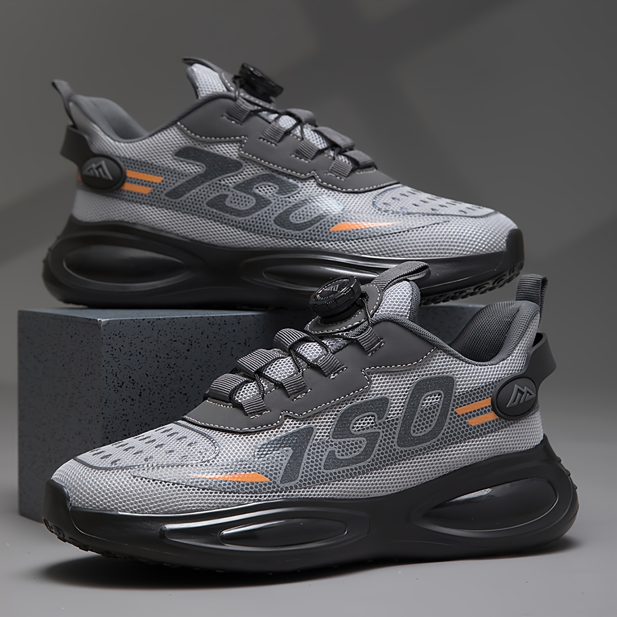 TEMU Sneakers, Men's Trendy Soft-soled Wear-resistant Comfortable Tech-inspired Four-season Rotating Button Breathable Athletic College Style Outdoor