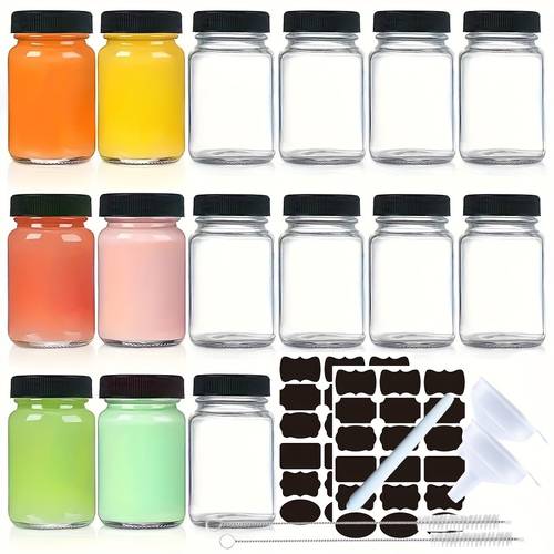 Travel-Friendly Mini Glass Bottles 2oz - Set of 6/9/12/15, Leakproof with Lids, Includes Funnel & Cleaning Brush, Perfect for Juice, Whiskey, Ginger Shots & More - Dishwasher Safe Glass Bottles With Lids Mini Bottles