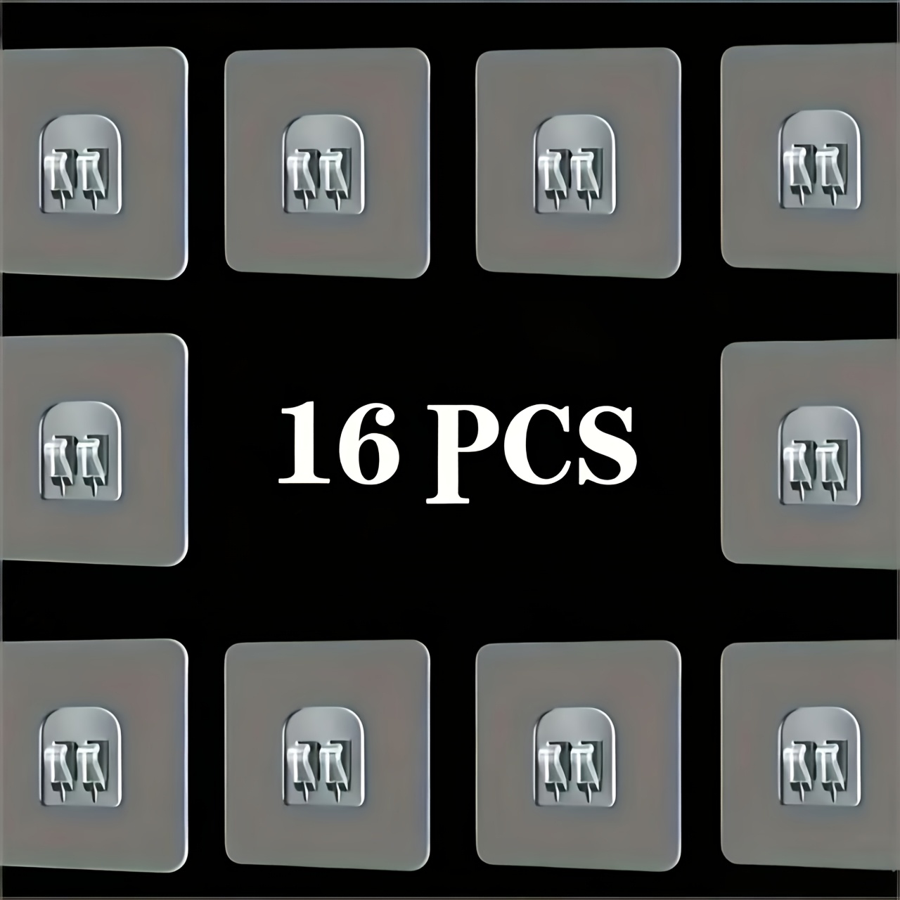 Image of 16pcs Heavy-duty Adhesive Hooks, Suitable For Hanging Shoe Racks, Wall-mounted Shelves, Etc. Installation Is Via Traceless Adhesive Pads, No Drilling Required, Ideal For Bathroom Use, Utility Hooks