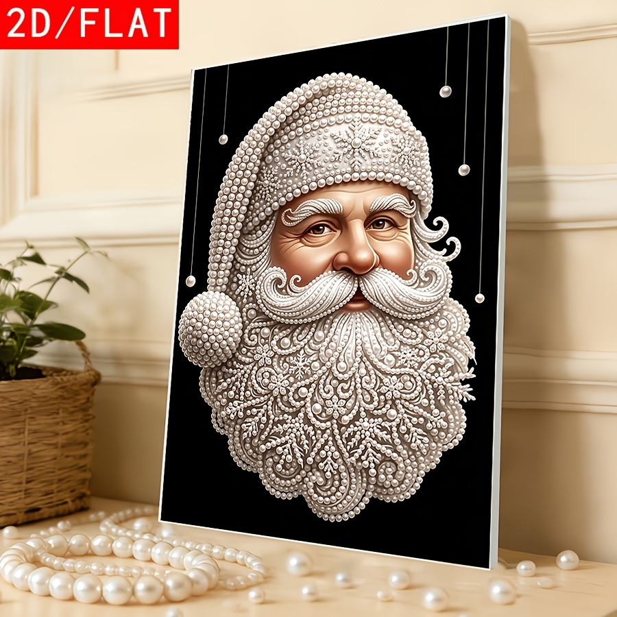 TEMU Peinture décorative Père Noël avec impression plate 2D et perles, grandes perles et , idéale pour la décoration intérieure, cadeau pour les et ,