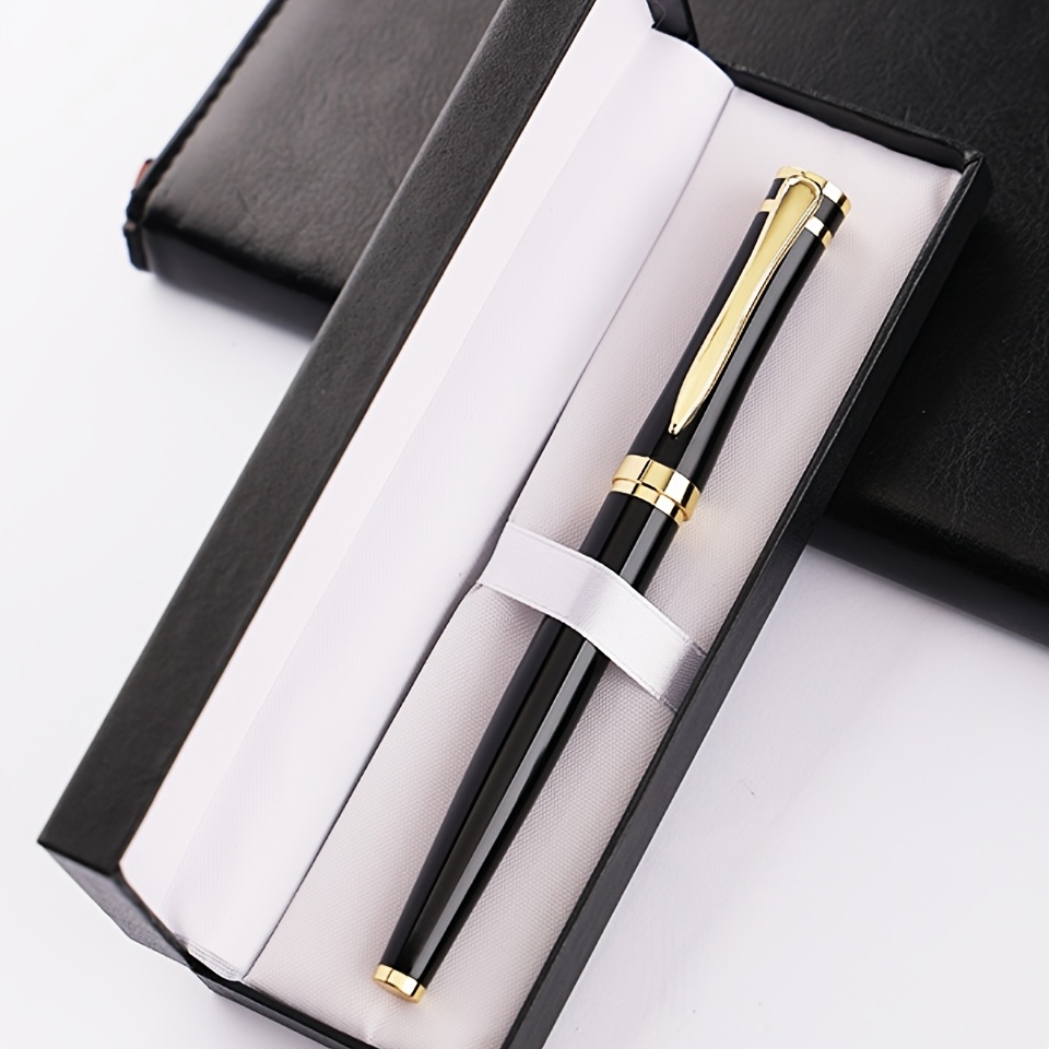 TEMU 1pc Elegant Metal Pen, , 0.5mm Nib, With 1pc Pocket Clip, 2.6mm Diameter, Built-in Converter - Perfect For School, Office, And Business Use.