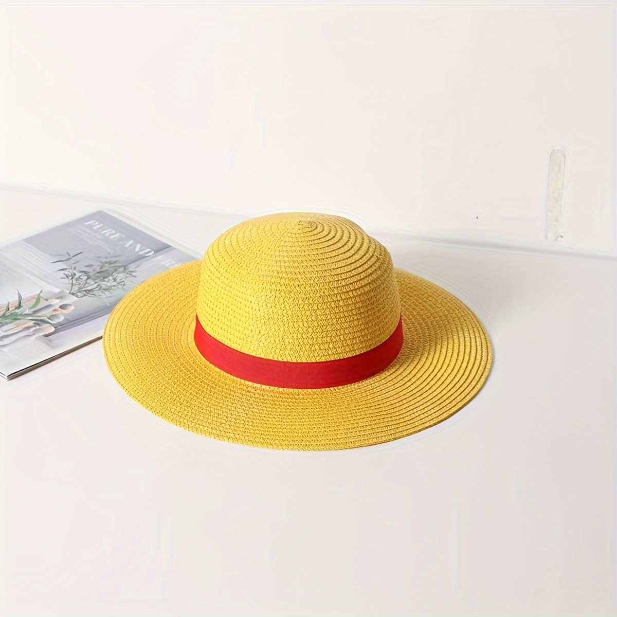 

Yellow Straw Sun Hat - Stylish & Protective For Cosplay, Beach & Outdoor Activities