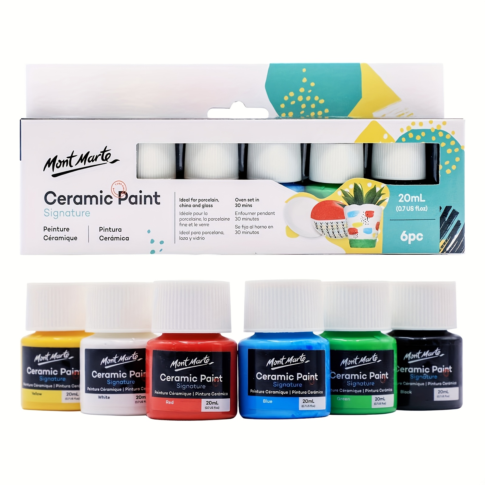 6-color Ceramic Paint Set (20 Ml) Multicolor, Vibrant Ceramic Paint For Porcelain, Glass, Acrylic