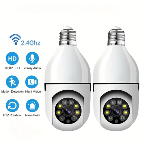 2 4pcs 3mp high definition light bulb cameras 1080p wireless network monitoring night two way audio 360 scrolling cloud and tf card storage indoor wireless security cameras with motion detection for