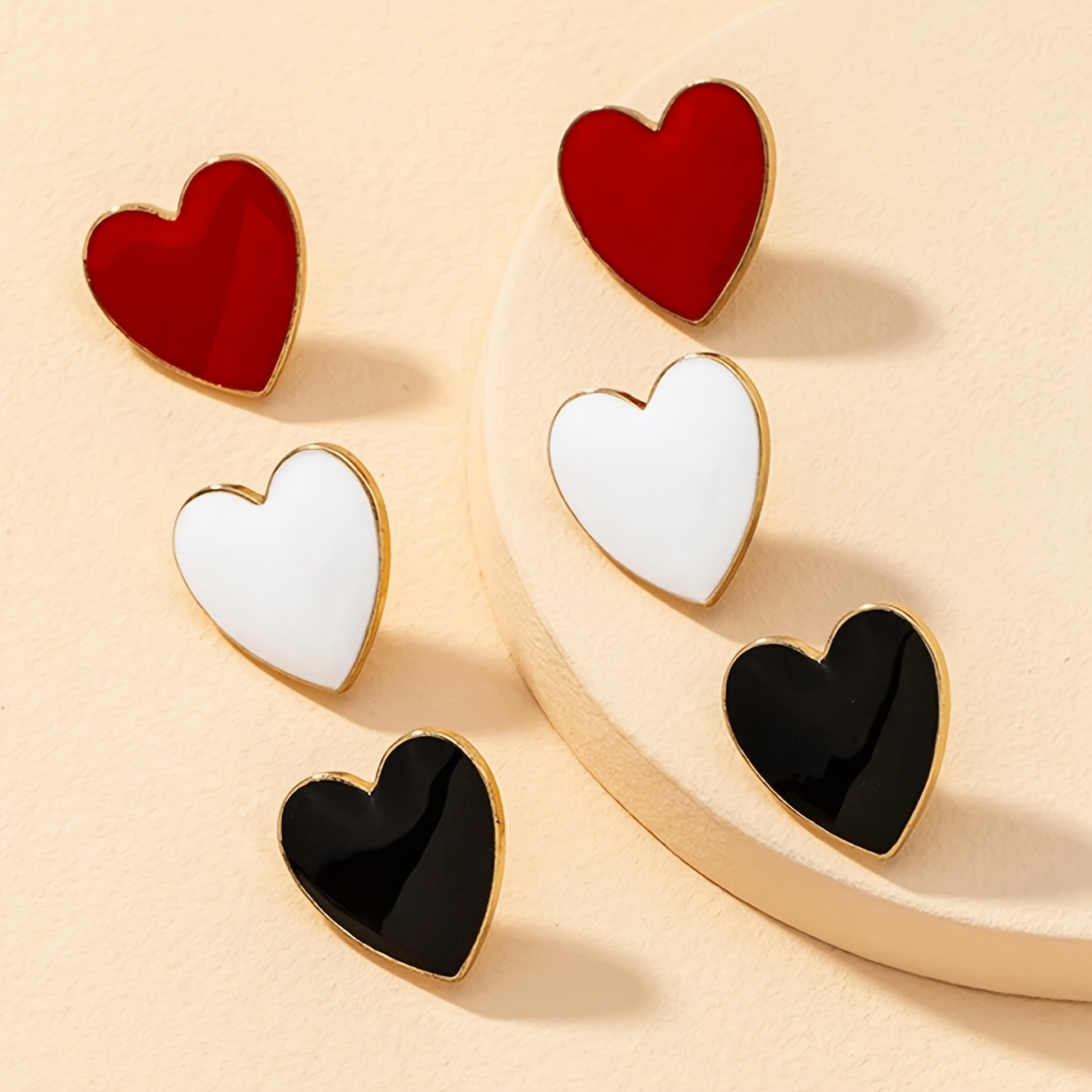 

3 Pairs/1 Set Drip Heart Stud Earrings Fashionable Cute Personality Popular Earrings