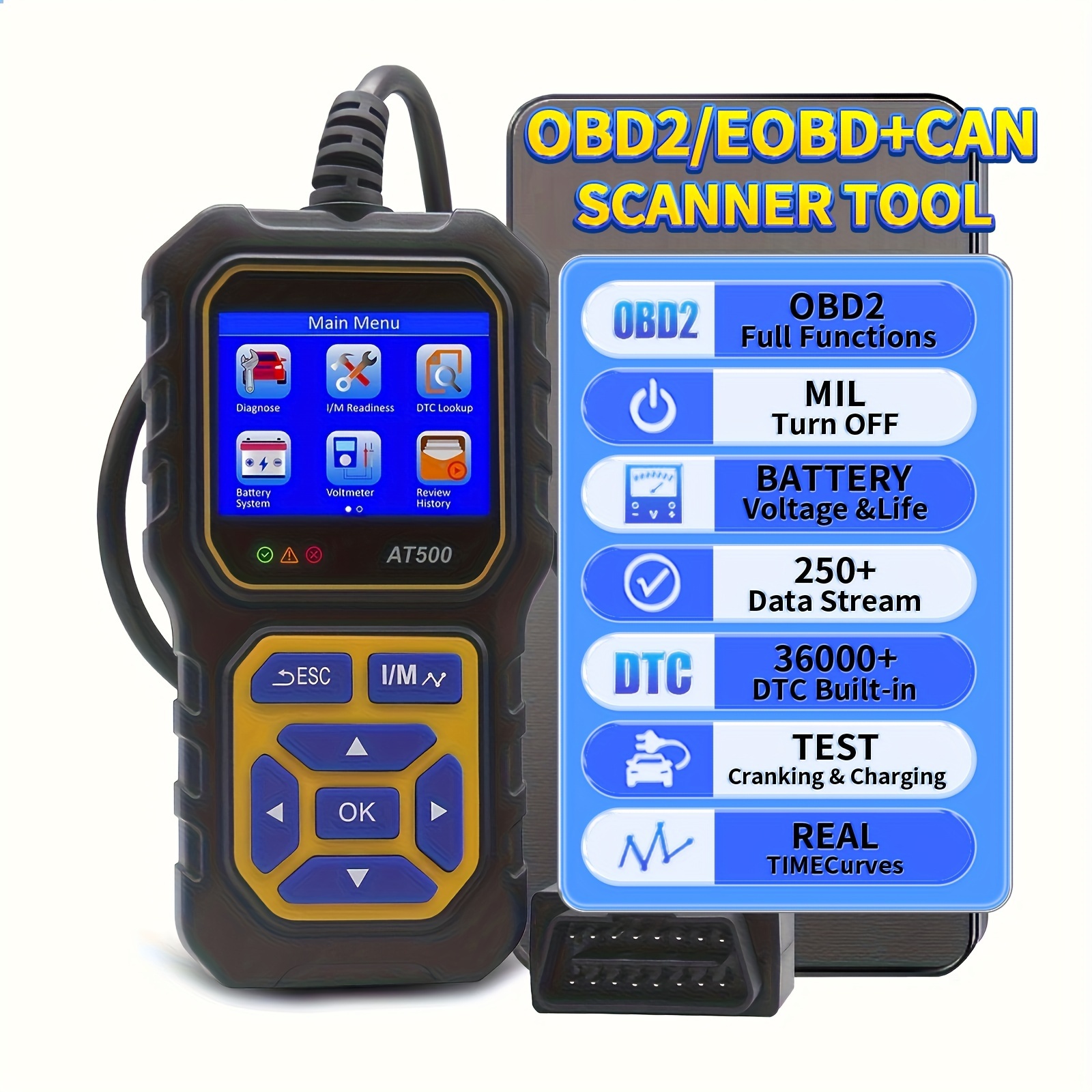 Scanner OBD2 Bluetooth 4.0 universel amélioré Lecteur de code voiture et  outils de diagnostic automobile Test du voyant moteur APP pour iPhone