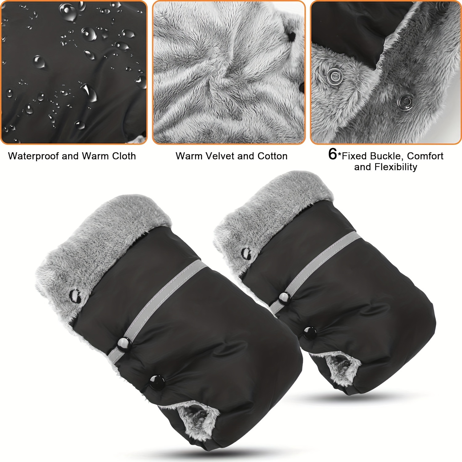 cozy warm stroller handlebar gloves windproof insulated grip covers for cold weather protection details 6