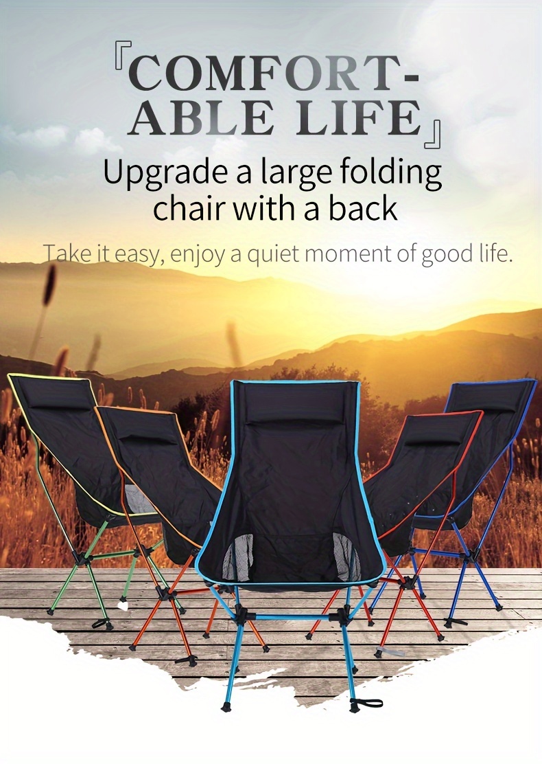 1pc Outdoor Camping Chair Outdoor Folding Moon Chair Aluminum Portable Folding  Chair Camping Leisure Fishing Chair, Shop Limited-time Deals