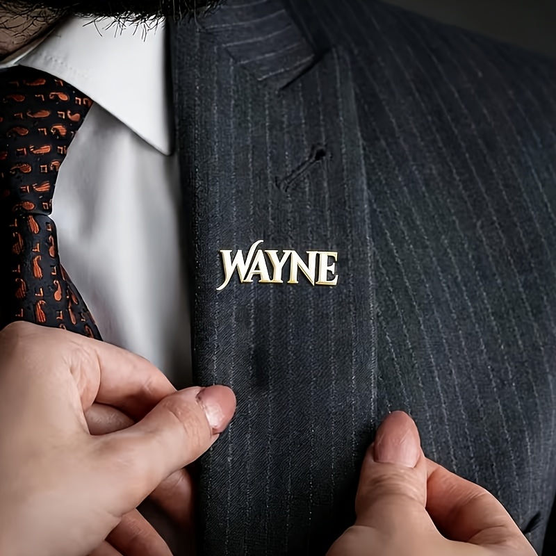 TEMU [Aangepast] Gepersonaliseerde Badge Gepersonaliseerde Broche 1 stuks Aanpasbaar 304 Roestvrij Staal Naam Naam Broche, Elegante Letter Badge,