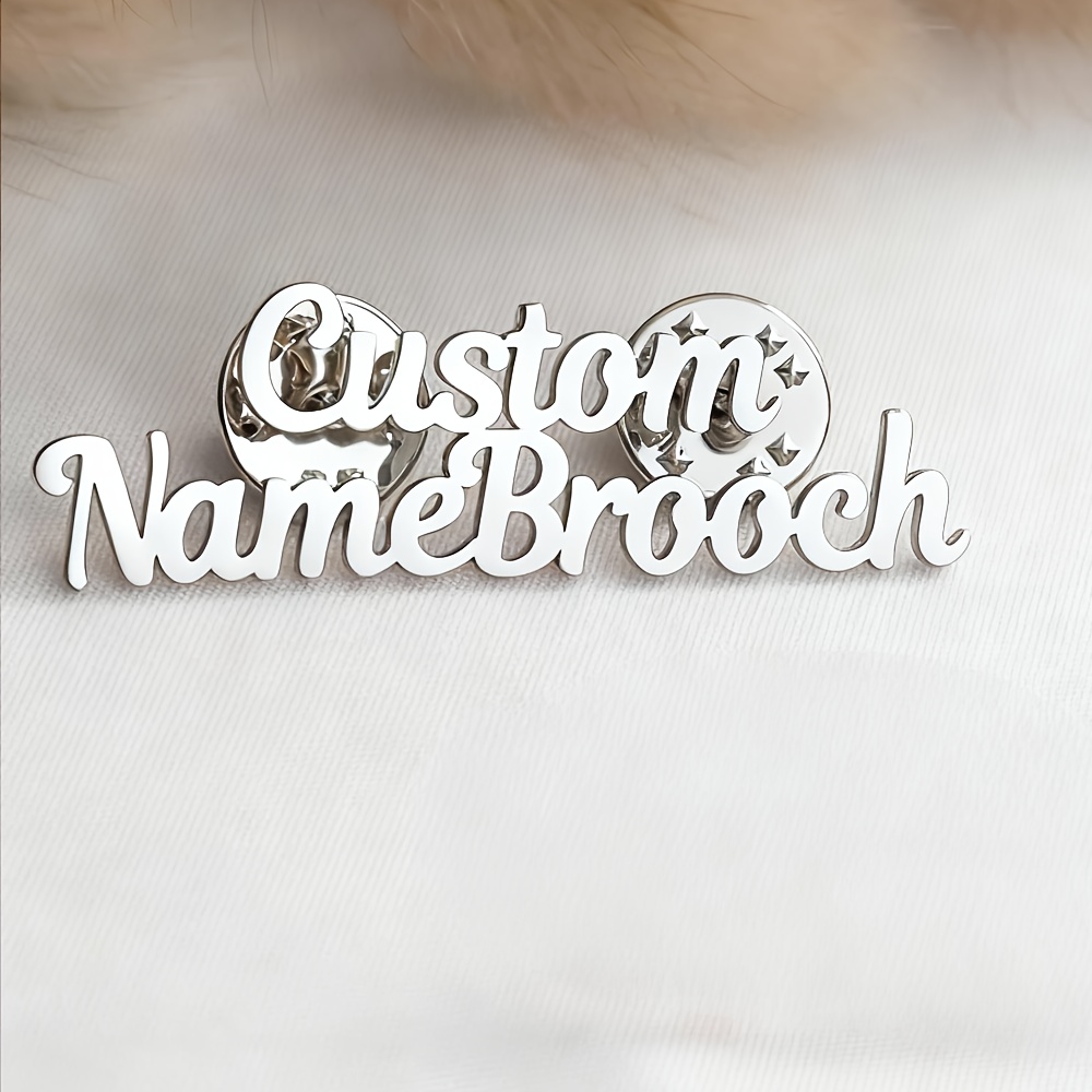 Image of Custom Name Brooch | Personalized Initial Initial Collar Pin, Letter Combination Name Badge, 18k Golden Plated Stainless Steel, Boho Easy Style, Ideal For Daily And Party Occasions