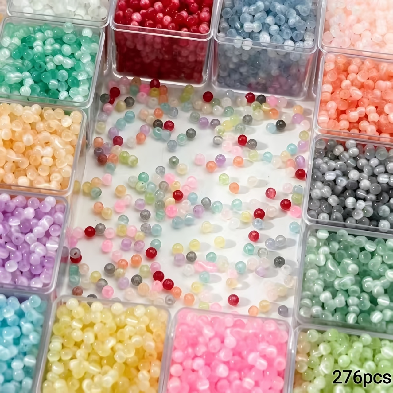 TEMU 276pcs 4mm Ice-clear Dual--eye Beads Gentle Gradient Color For Clothing, Shoes And Jewelry Additions > Women's Fashion > Women's Jewelry >