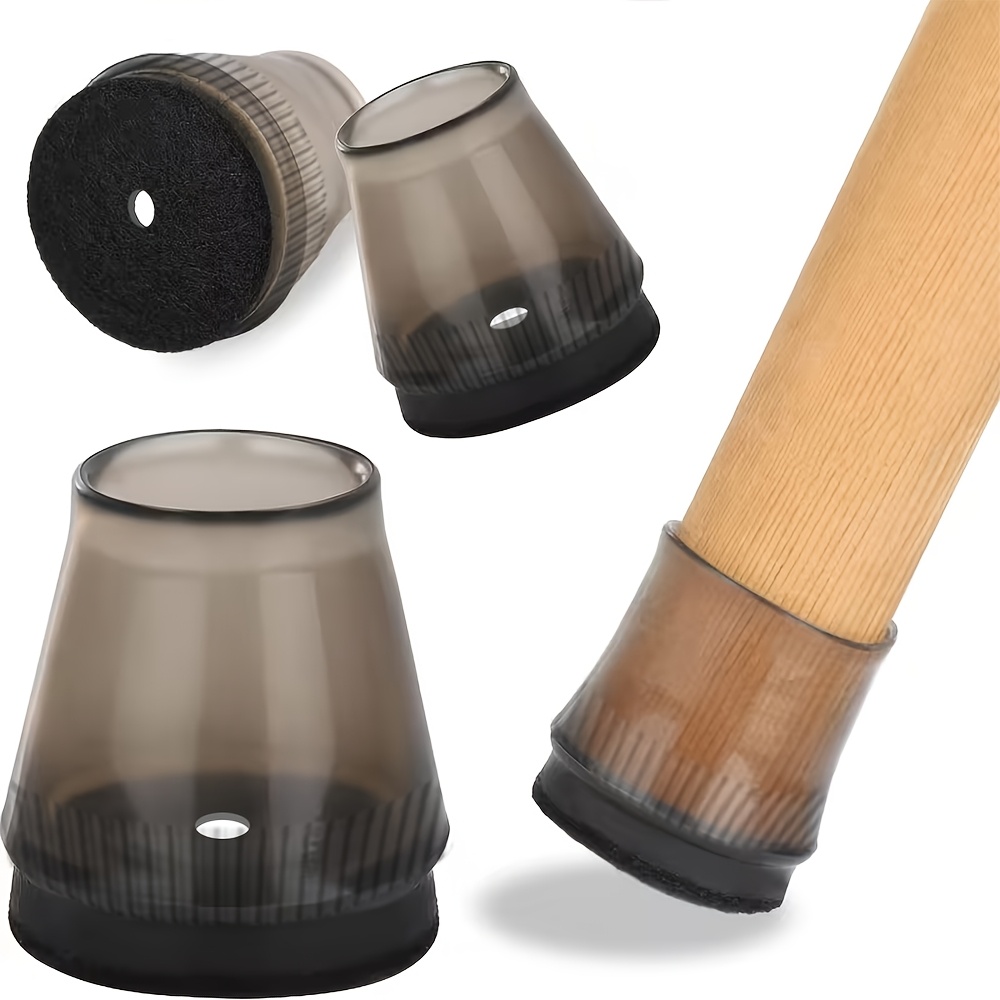 TEMU 24-pack Clear Black Silicone Chair Foot Protectors With Felt Pads - Non-slip, Quiet Chair And Table Furniture Foot Caps, Anti-scratch And Noise