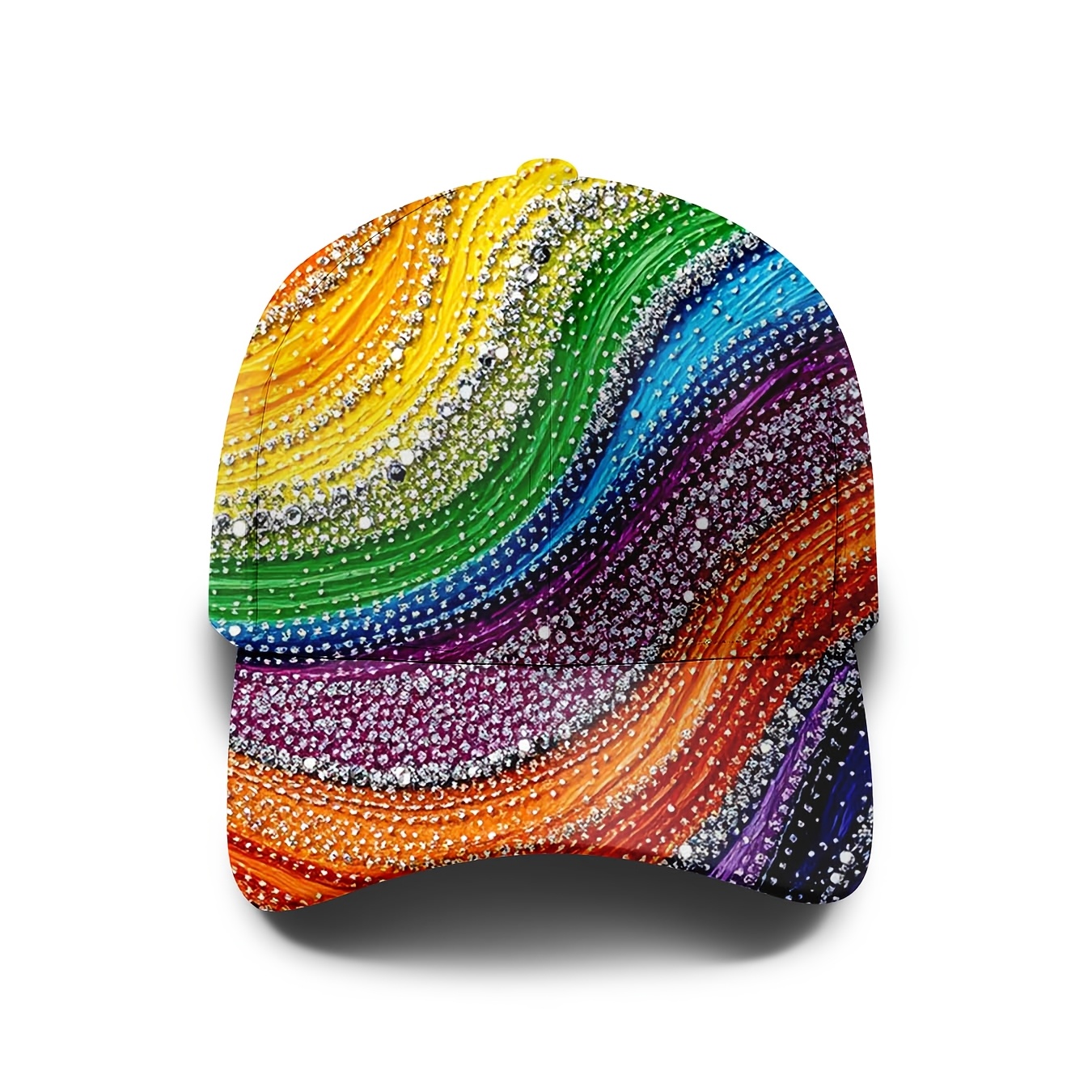 TEMU Rainbow Gradient Wave-printed Baseball , Colorful Art Pattern Hat, Style , Adjustable For Men And Women, Suitable For And Travel, Fashionable