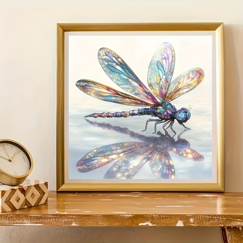 TEMU 1pc Crystal Dragonfly Diamond Painting Kit - Handmade Diamond Mosaic Art With Dragonfly Design, Frameless Diy Craft For Adults & Beginners,