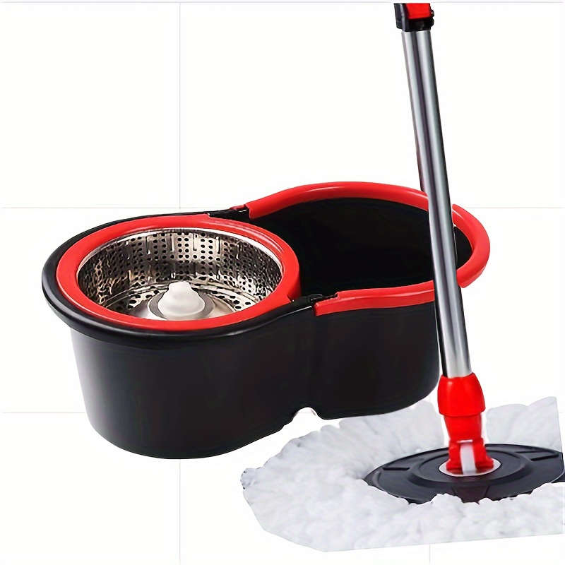 TEMU [customer Favorite] Mop And Bucket Set - Stainless Steel/plastic, Use For Kitchen, Bathroom, Room, Bedroom - With Replaceable Heads