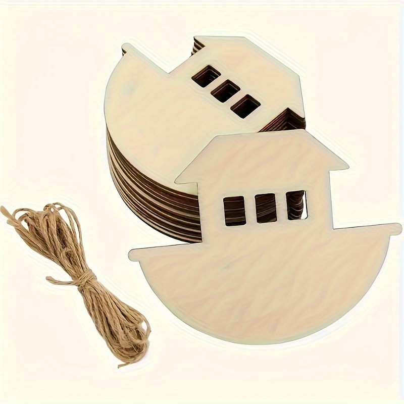 

10pcs Wooden 's Ark Craft Cutouts For Diy Painting And Decoration – Weddings, Birthdays, Holidays, Gatherings – 10x7.6cm Light Wooden ’s Ark Shapes With For