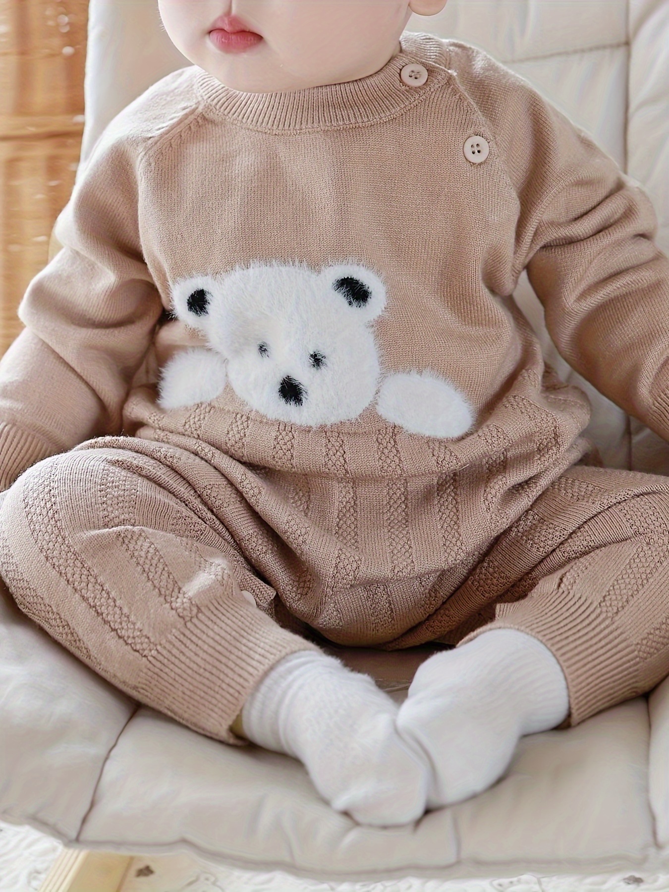 baby onesie soft knit winter outfit bear easy diaper Temu Saudi