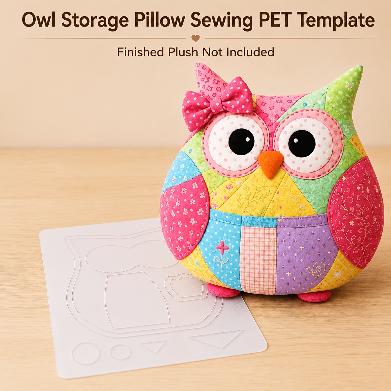 TEMU Pochoir de couture pour oreiller de rangement , modèle de couture réutilisable en PET pour coussin floral en peluche et patchwork, pochoir de