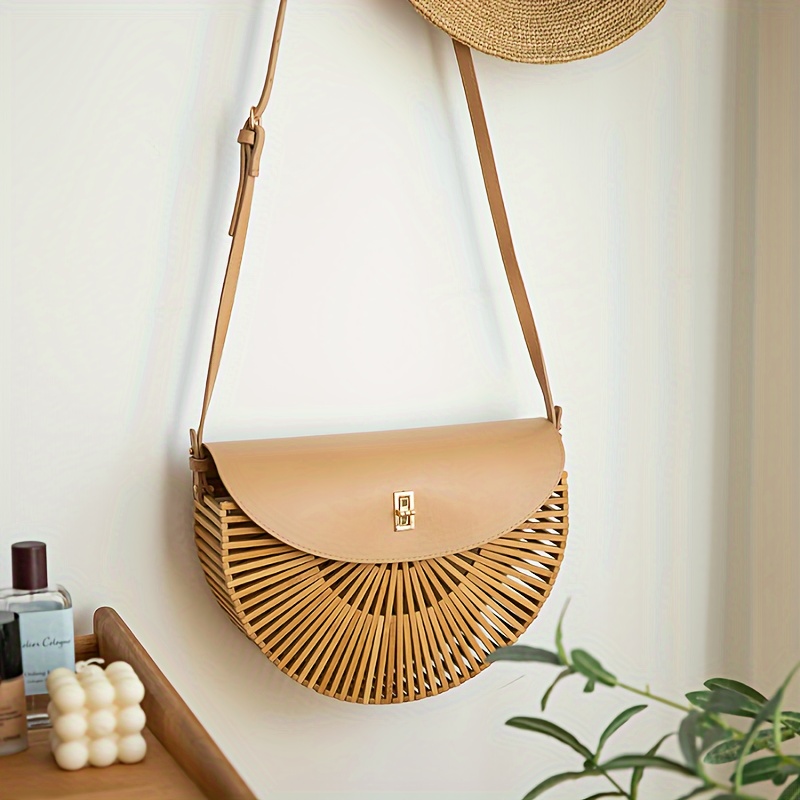 bamboo purse womens crossbody bamboo bag handmade straw Temu