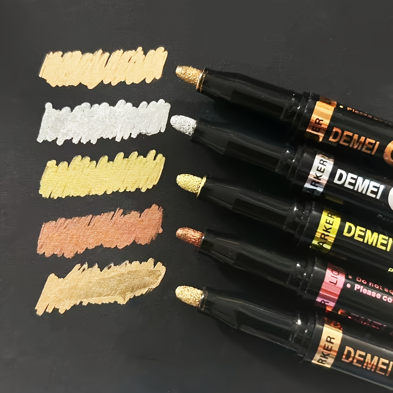 TEMU Five-color Permanent Oil-based Markers - Waterproof, Suitable For Models, Cars, Projects. Universal Permanent Markers For Metal And Plastic -