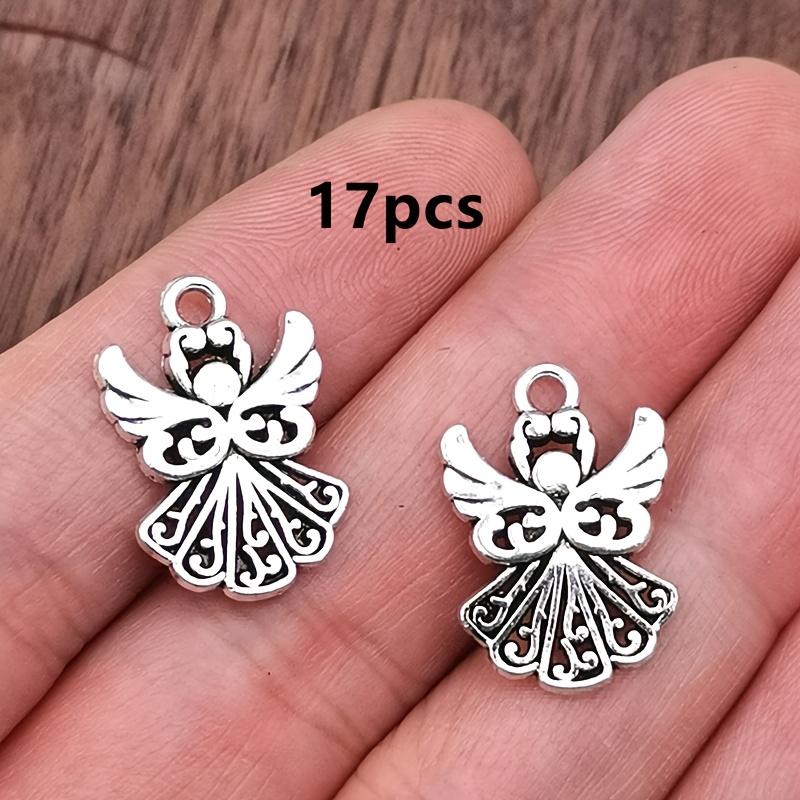 Image of 17pcs Antique Silvery Hollow Out Charm Pendant Bohemian Style Jewelry Accessories, Handmade Making Bracelet, Necklace, Earring Accessories 14*20mm