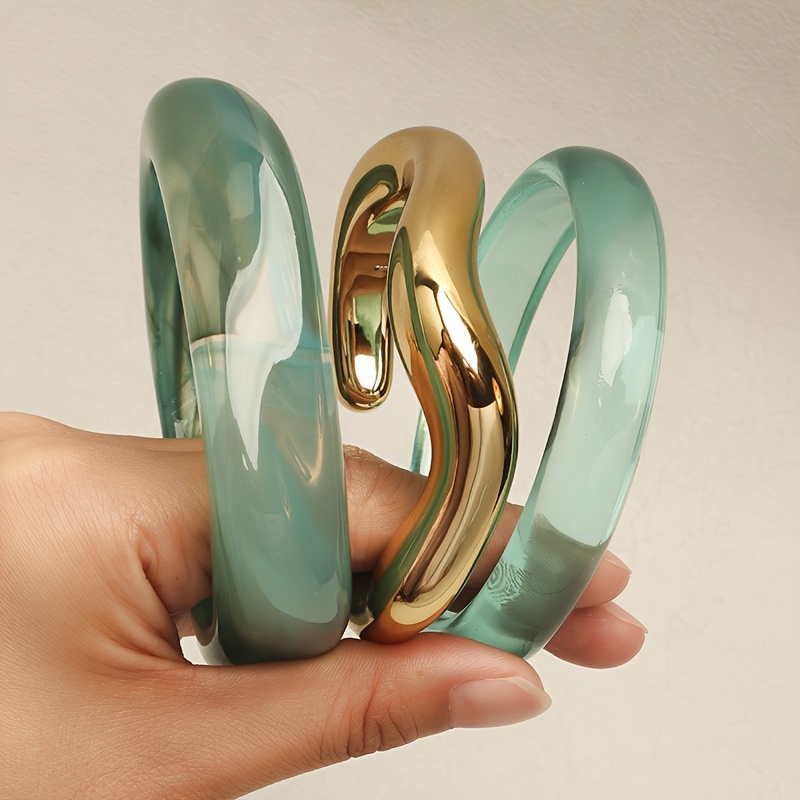 TEMU Ensemble de 3 bracelets bangles vintage en résine pour femme - Bracelet effet tache avec revêtement, adapté pour , les fêtes et les vacances, de