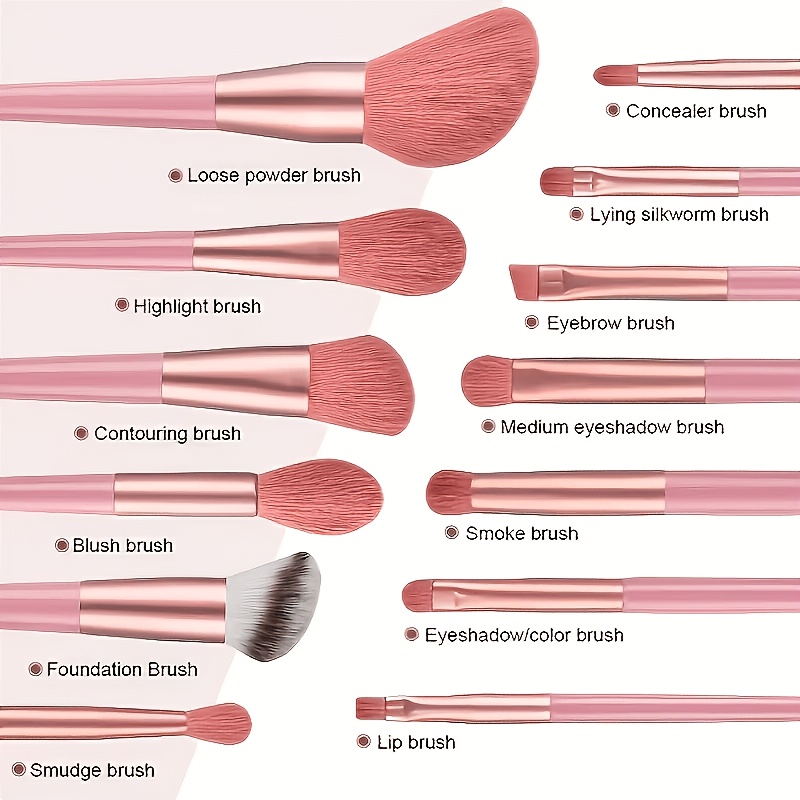 Style - Professional Makeup Brush Set with 13pcs Brushes And 1pc Bag And 2pcs Puff, Soft Synthetic Bristles Makeup Brushes Ideal for Makeup, Blush Brushes, Foundation Brushes, Eyeshadow Brushes, And Lip Brushes