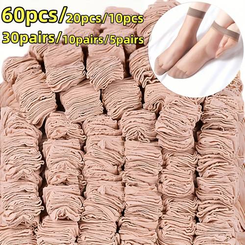 60 30pairs 20 10pairs 10pcs 5pairs transparent socks ultra thin socks ice breathable stockings high quick drying light and breathable suitable for daily wear womens stockings womens socks womens breathable stockings