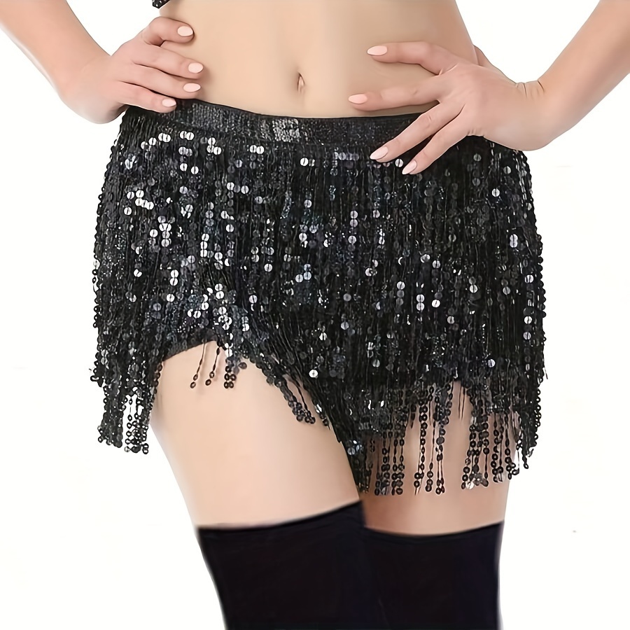 

Women' Sequin Dance Skirt - Polyester Belly Dance Hip Scarf With Sparkling Tassels, Ideal For Performances And Costume Parties, Dancewear Accessory|layered Tassel Design| Aesthetic, Exotic Dancewear