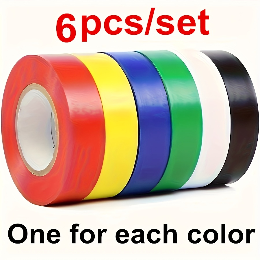 6pcs/set Of Colorful Tape, Pvc Electrical Tape, Waterproof Insulation Tape, Electrician Cable Bundle, Electrical Tape, Mixed Color Tape