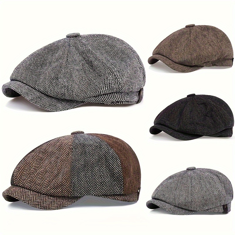 

1pc Men's Retro Beret Hat, Casual Striped Beret Cap