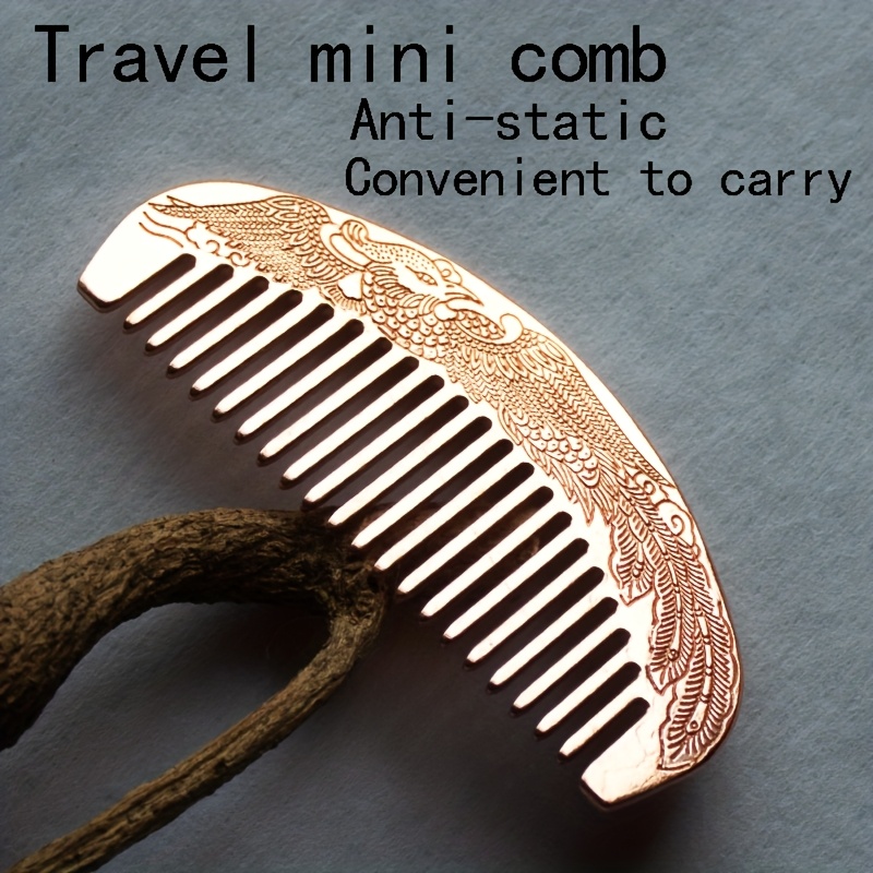 TEMU 1pc Women's Hair Styling Comb, Ideal Styling Brush For Dry And Wet Hair, Suitable For Daily Use Or Travel, Pure Copper Purple Copper Anti-static