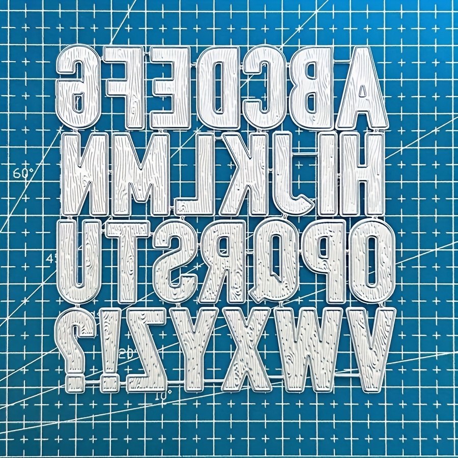 E-shop Holzmaserung Englische Alphabet Metall Schneide Stempel Schablonen Stanzformen für Scrapbooking Album Papier Karte Prägung Bastelarbeiten