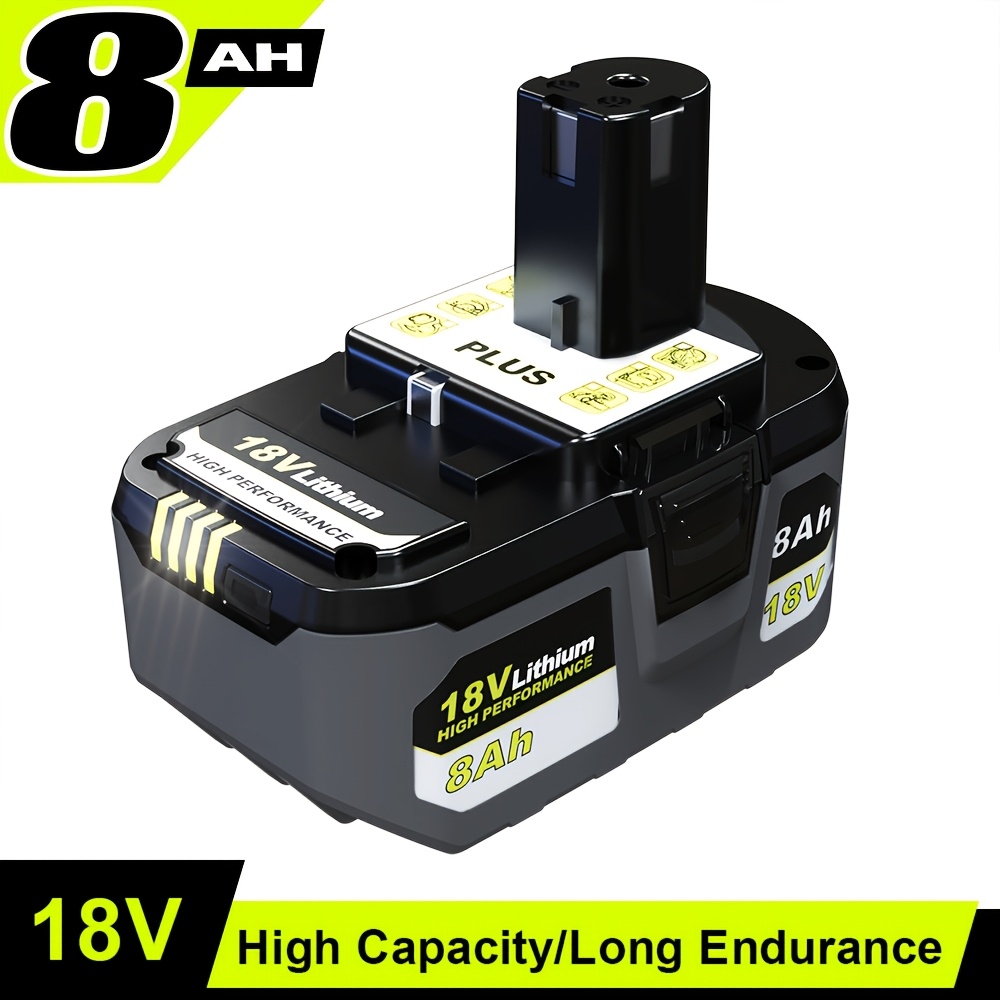 TEMU 4/2/1 Pack 18v Battery Compatible With For Ryobi One+: 18 Volt 8.0ah Lithium-ion Replacement Battery, Suitable For Ryobi 1 Plus Models P108, ,
