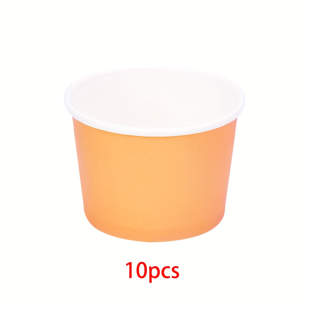 Image of 10/30pcs Orange Mini Ice Cream Cups Orange Paper Yogurt Bowls Hot And Cold Foods Perfect For Fall Birthday Thankgiving Day Party Supplies Favors