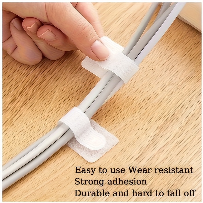 20/50/100pcs of Black And White Data Cable Organizers, Power Strip Cable Holders, Charging Line Fixers, And Self-Adhesive Ties for Cable Management