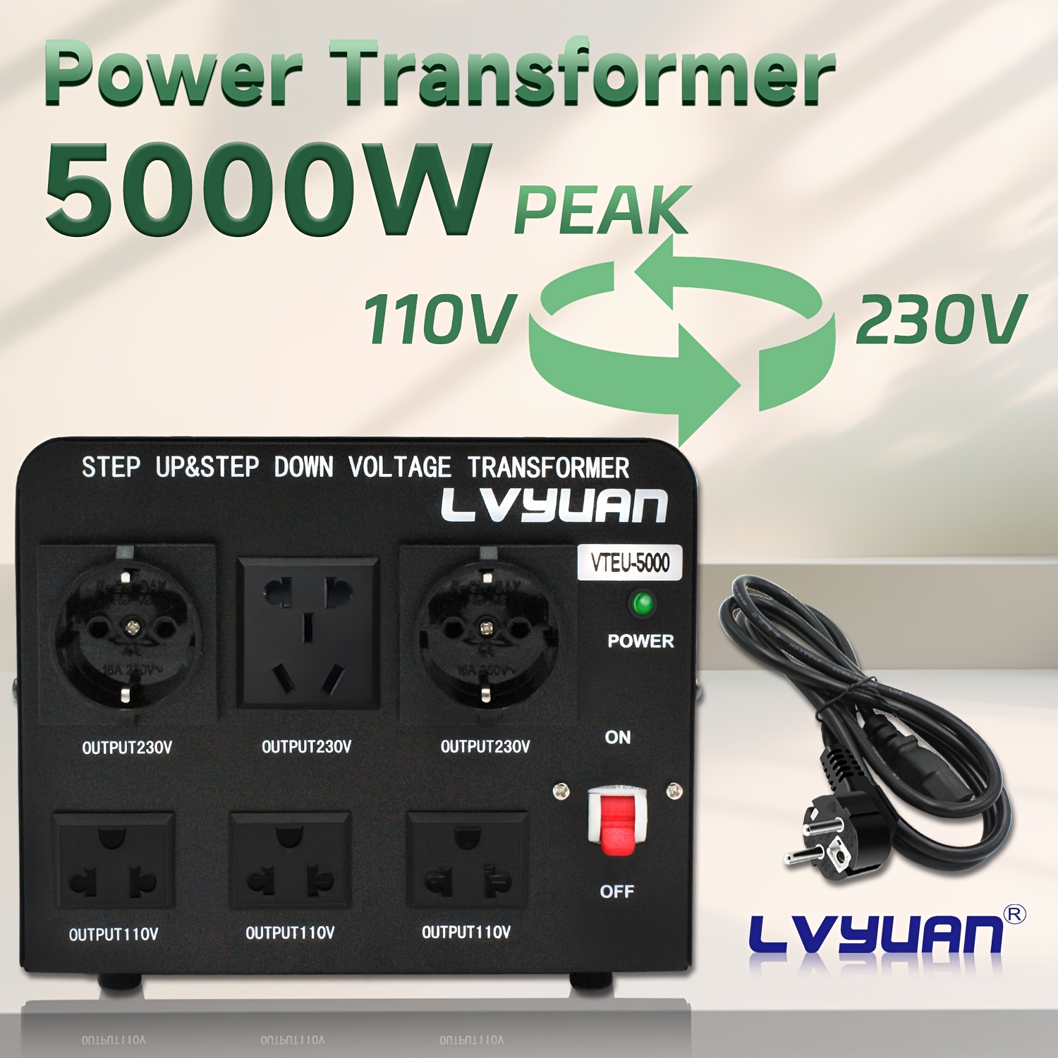 Image of Lvyuan 5000w () 3000 Watt Us Voltage Transformer - 220 Volt Power Converter - 220v/110v 3000w Automatic Voltage