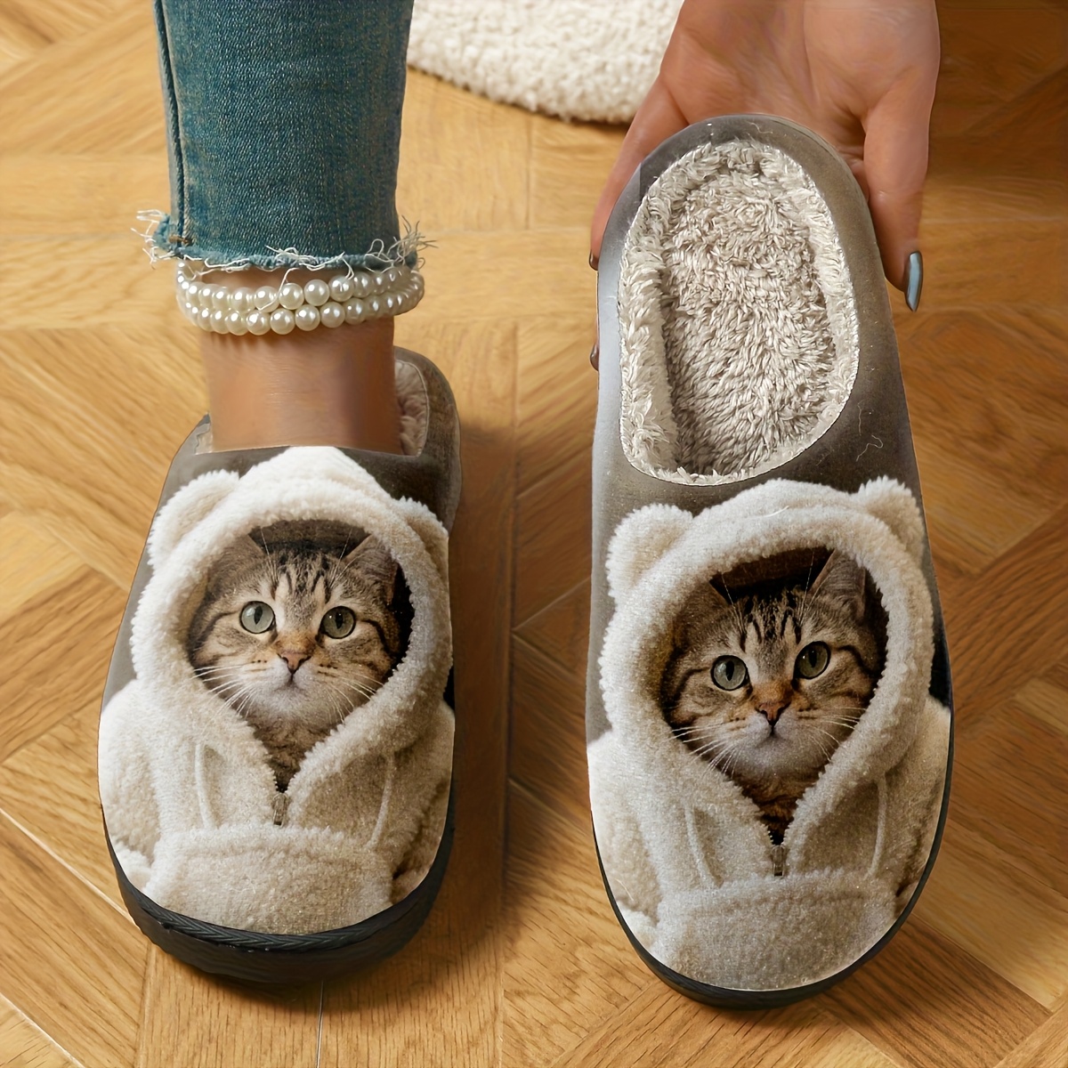 Cozy Indoor Women's Slippers with Personalized Print, Warm and Comfortable, Sizes 6 to 10.5