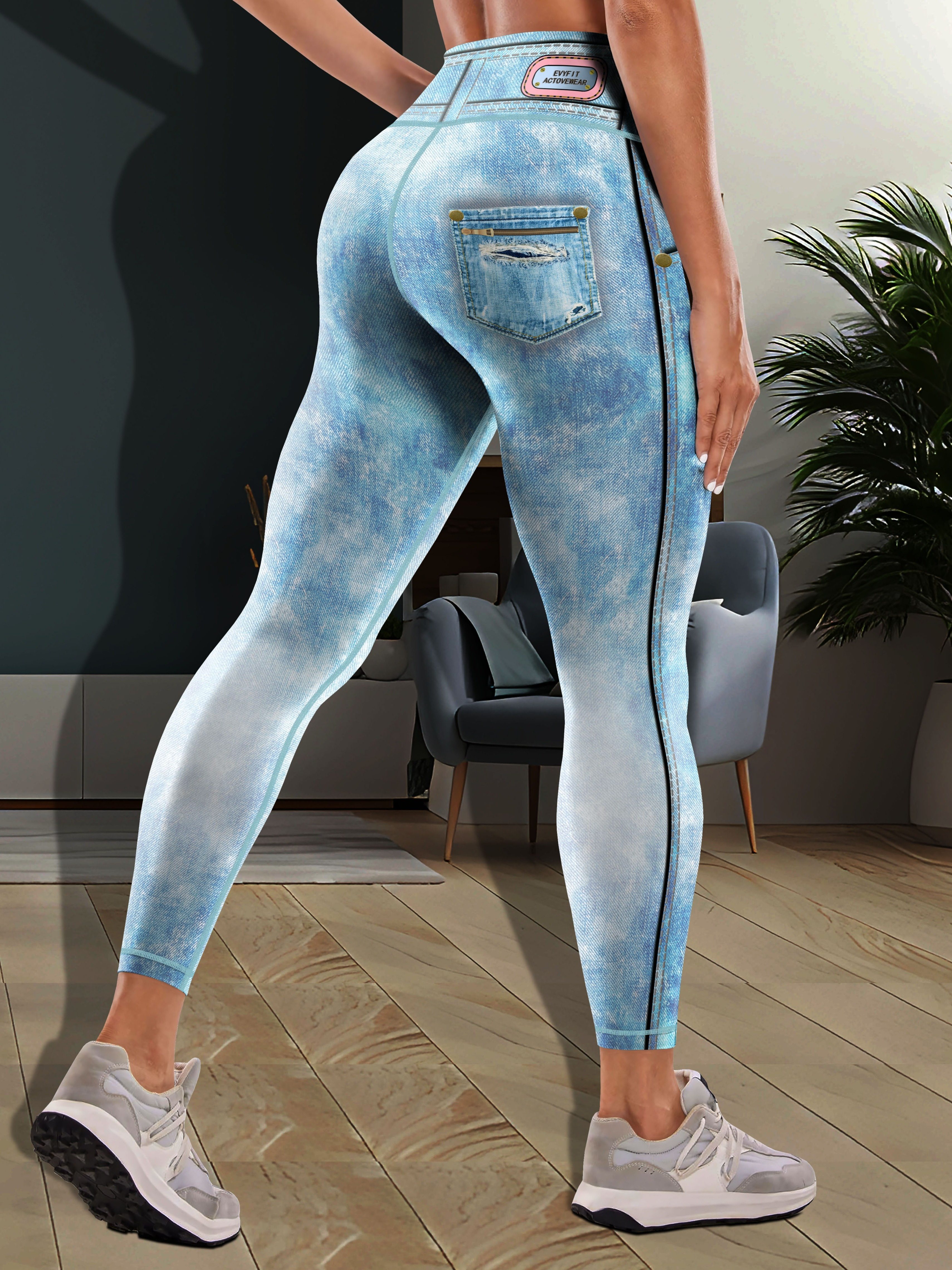 DeanFire Colorful Denim Jeans Print Women Yoga Pants Leggings Push Up  Running Sports Fitness Sexy Silm