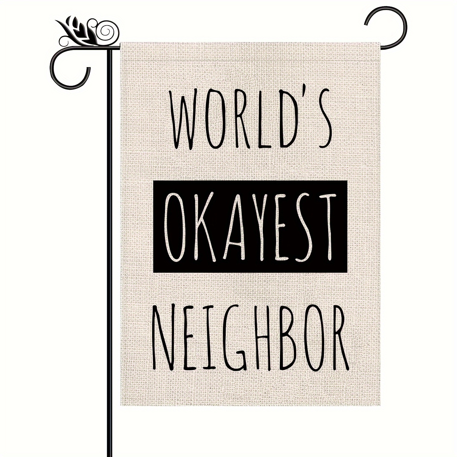 

1pc, Funny Garden Flag, World's Okayest Neighbor Vertical Double Sided Outdoor Indoor Decor Holiday Burlap Yard Sign Flags 12.5 X 18 Inch
