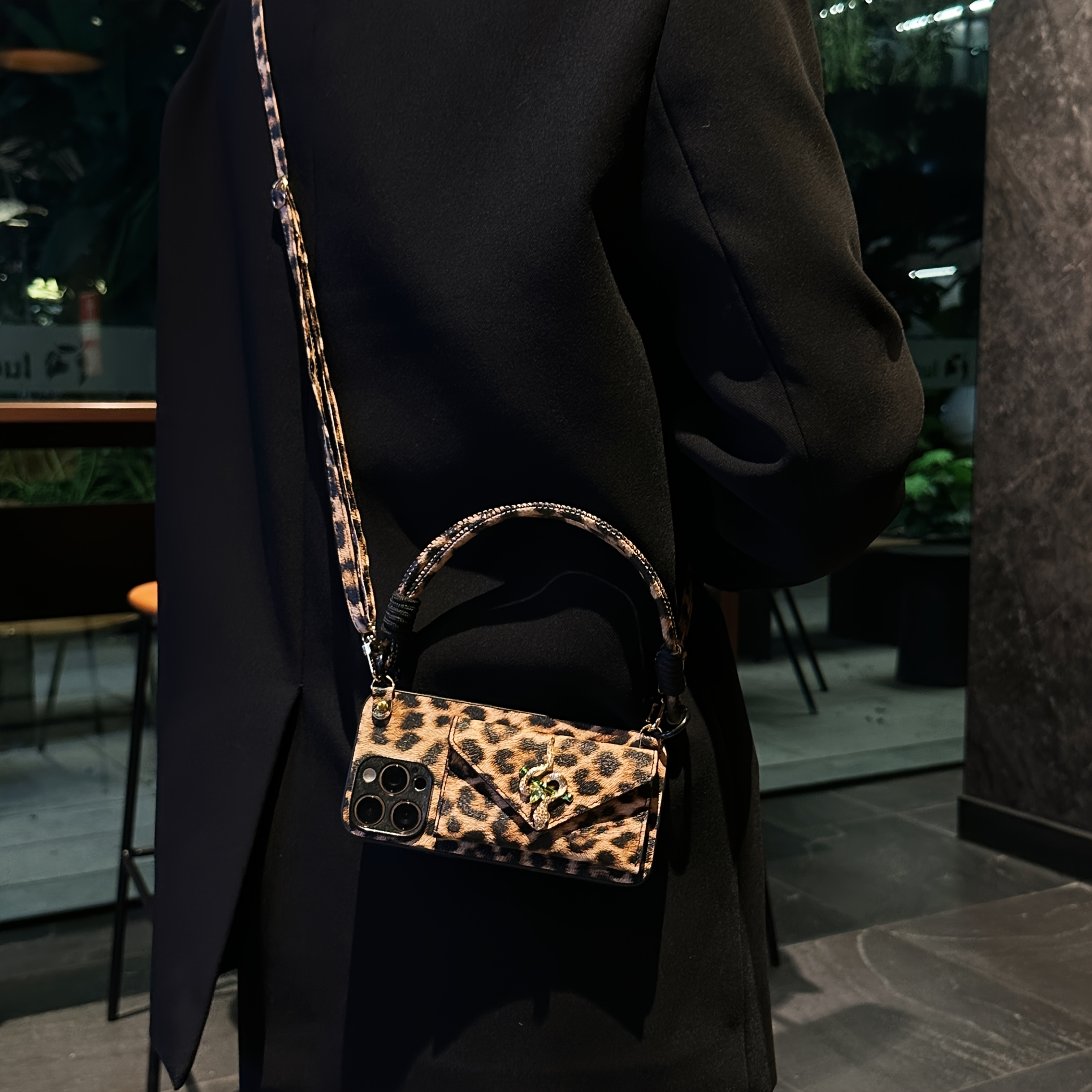 Phone Case: Leopard Print Card Bag Snake Suitable For Iphone Phone Case, New 16 With Lanyard Protection Case: retailer-supplied image